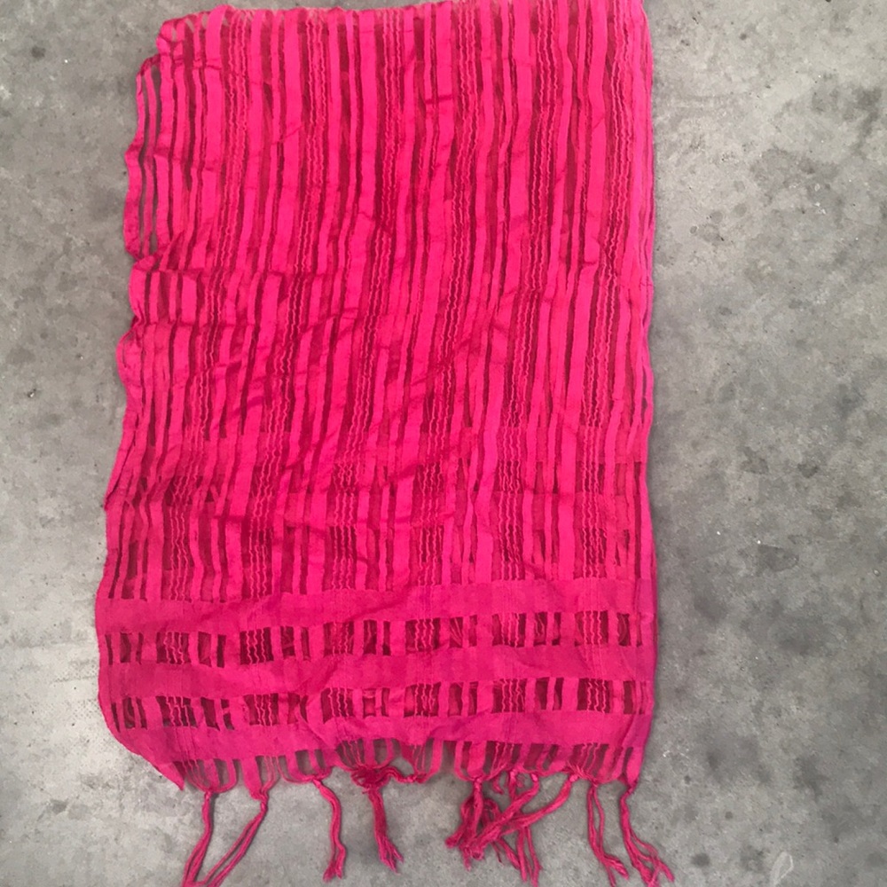Fushia pink ribbon scarf